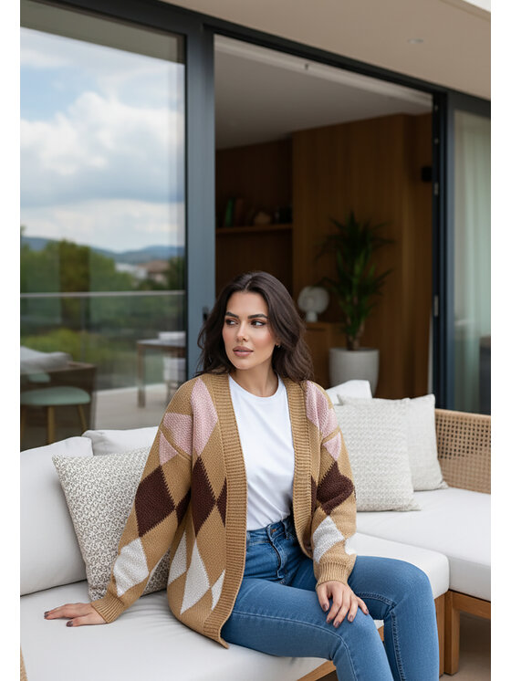 FIGL FIGL Kardigán M1251 Béžová Regular Fit