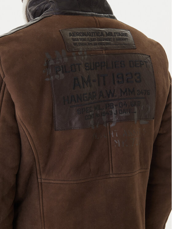 Aeronautica Militare Aeronautica Militare Kožená bunda 252PN0164U100893 Hnědá Regular Fit