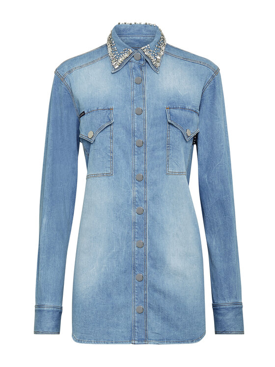 PHILIPP PLEIN PHILIPP PLEIN camicia di jeans 18951 Celeste Fitted Fit
