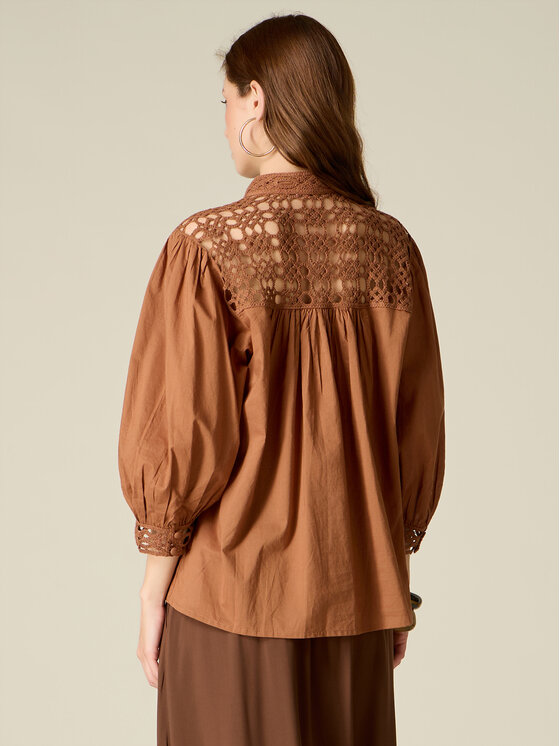 Oltre Oltre Koszula 5028J000808N027 Brązowy Regular Fit