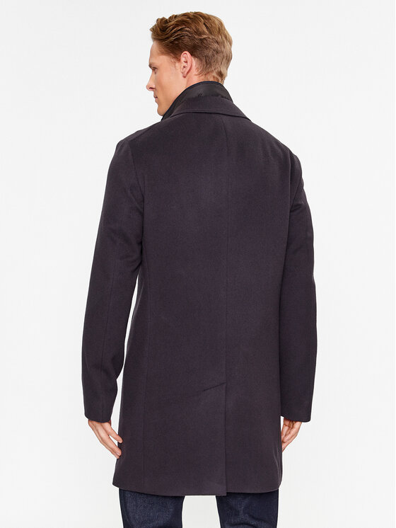 BOSS Boss Płaszcz wełniany H-Hyde-Bib-234 50502250 Granatowy Slim Fit