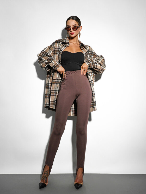 LilaLou LilaLou Legginsy Zoe Brązowy Slim Fit