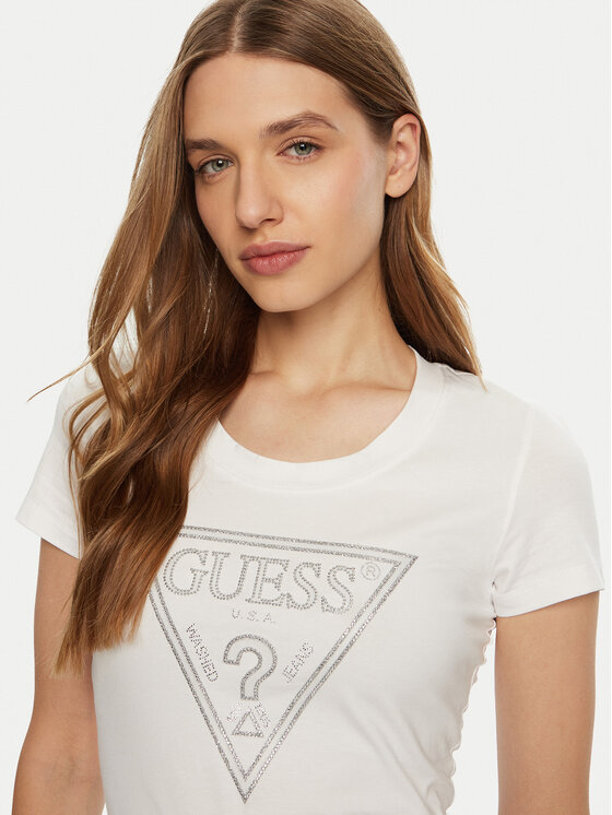 Guess Guess Marškinėliai W5RI11 J1314 Balta Regular Fit
