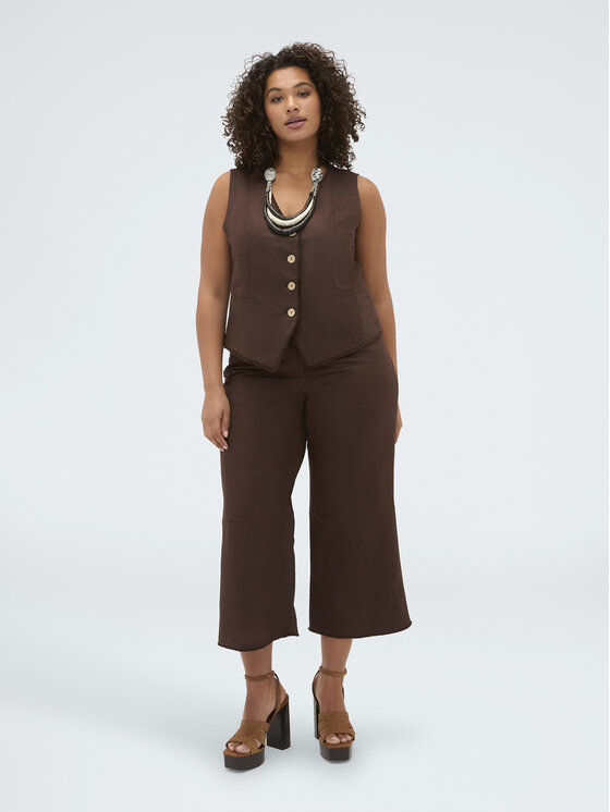 Fiorella Rubino Fiorella Rubino Spodnie materiałowe P034T005264N0V2 Brązowy Over Fit