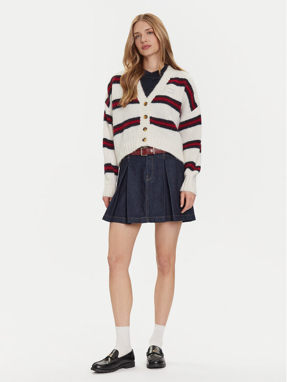 Tommy Jeans Tommy Jeans Strickjacke Badge DW0DW21678 Écru Relaxed Fit
