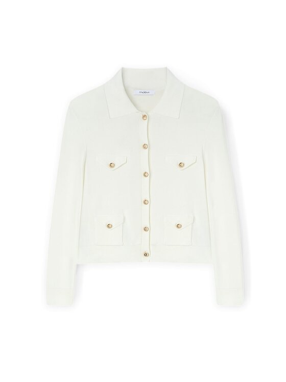Motivi Motivi Cardigan M266W003344N011 Bianco Slim Fit