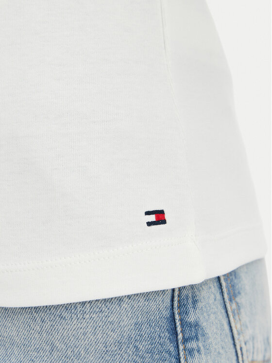 Tommy Hilfiger Tommy Hilfiger T-shirt Gold Btn Cap WW0WW50942 Krem Slim Fit
