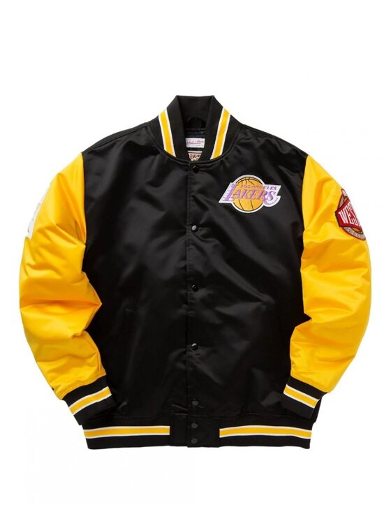 Mitchell & Ness Mitchell & Ness Kurtka zimowa NBA PRIMETIME HEAVYWEIGHT SATIN JACKET VINTAGE LOGO LAKERS Czarny Regular Fit