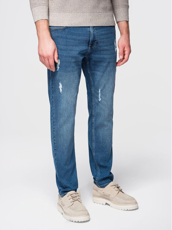 Ombre Ombre Jeansy OM-PADP-0255 Niebieski Slim Fit