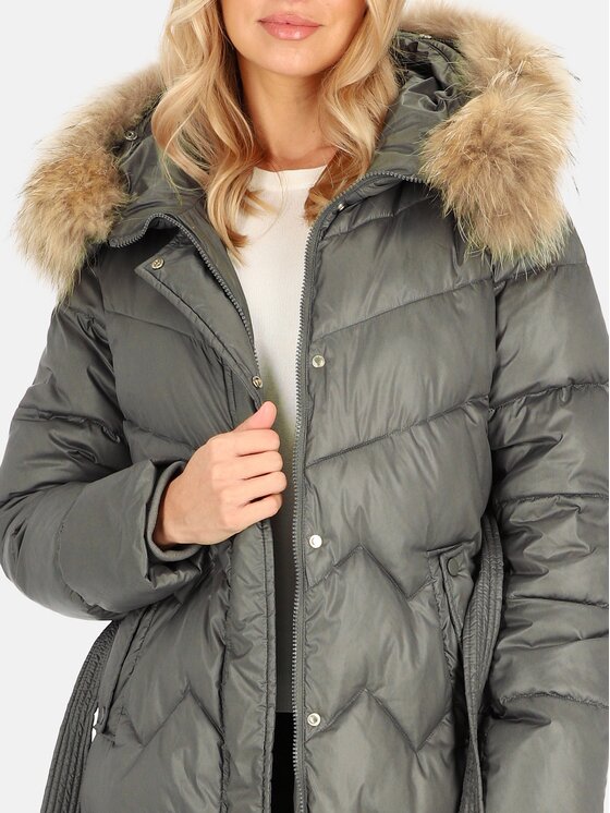Perso Perso Kurtka damska BLH241011FXR Szary Regular Fit