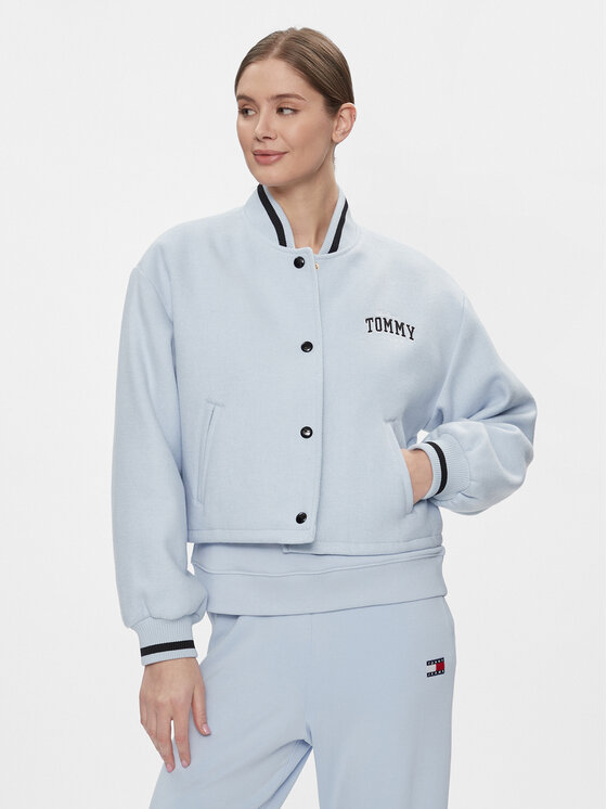 Tommy Jeans Tommy Jeans Bunda bomber Varsity DW0DW17236 Světle modrá Relaxed Fit