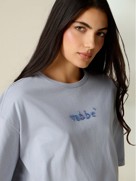 Oltre Oltre T-Shirt G018J004661N004 Turkusowy Over Fit
