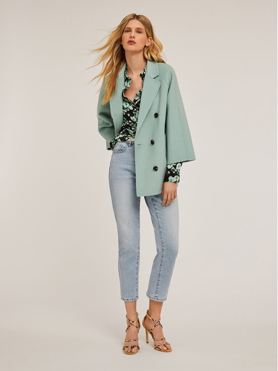 Motivi Motivi Cappotto 0072W000102N005 Turchese Over Fit