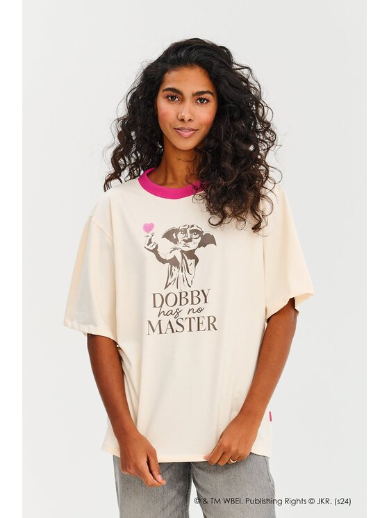 NAOKO NAOKO Tričko Dobby Is Free Béžová Regular Fit