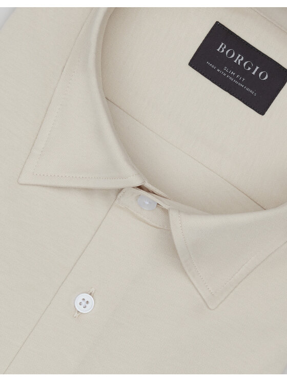 Borgio Borgio Koszula moncalvo_00635_bz1 Beżowy Slim Fit