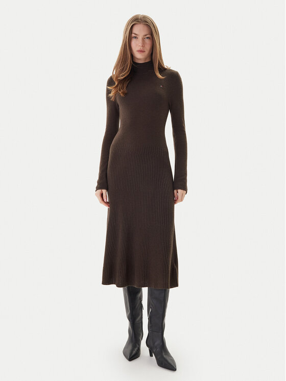 Tommy Hilfiger Tommy Hilfiger Strickkleid WW0WW47303 Braun Regular Fit