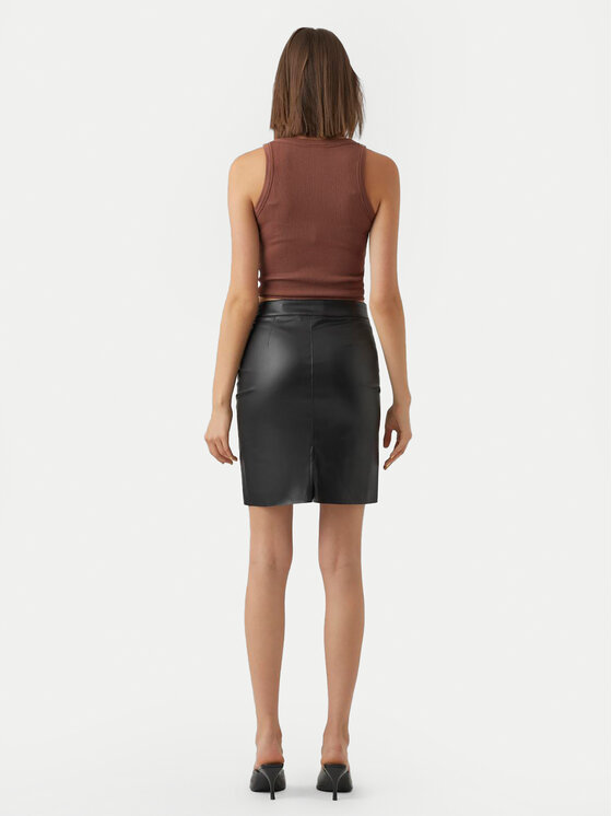 Vero Moda Vero Moda Φούστα από απομίμηση δέρματος Olympia 10274454 Μαύρο Slim Fit