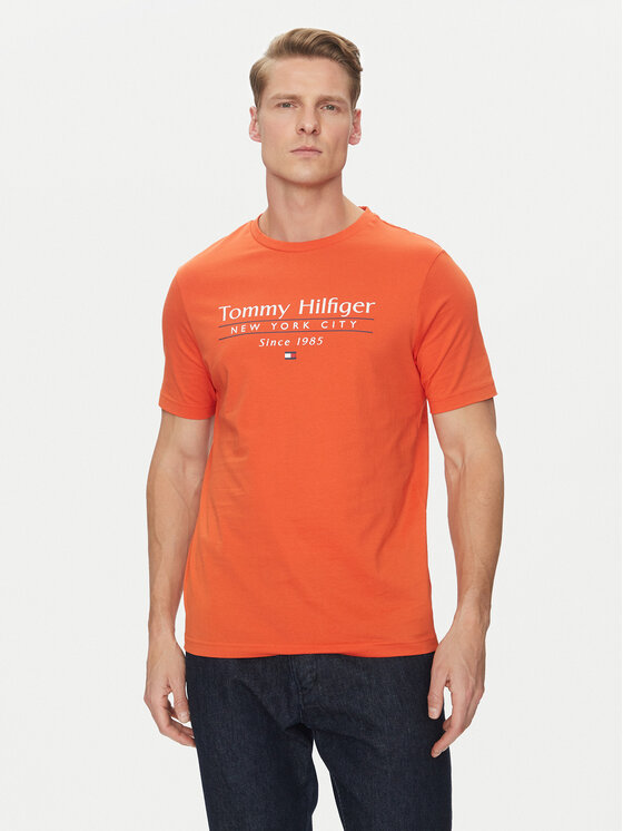Tommy Hilfiger Tommy Hilfiger T-krekls Center Stack MW0MW38621 Oranžs Regular Fit