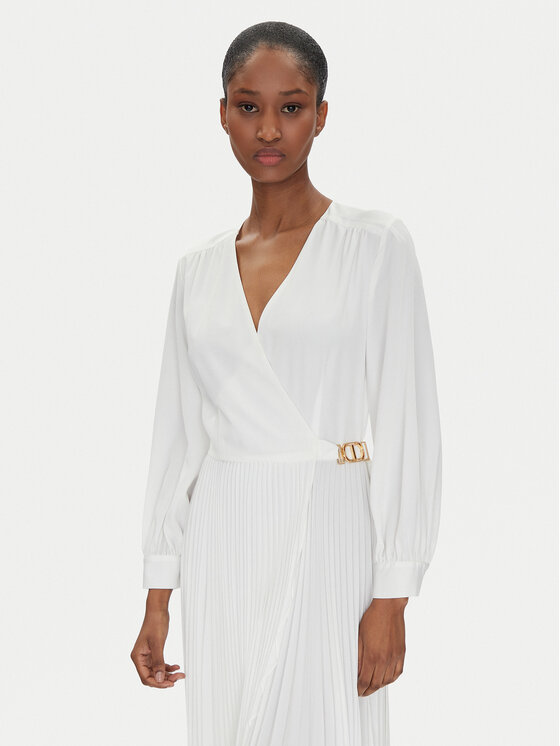 TWINSET TWINSET Koktel haljina 251TP2420 Écru Loose Fit