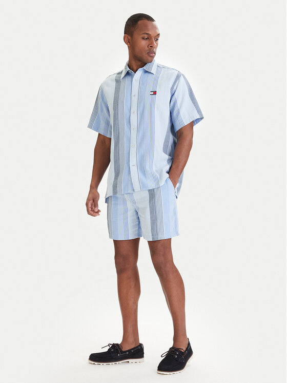 Tommy Jeans Tommy Jeans Szorty materiałowe Dobby Stripe DM0DM22830 Błękitny Relaxed Fit