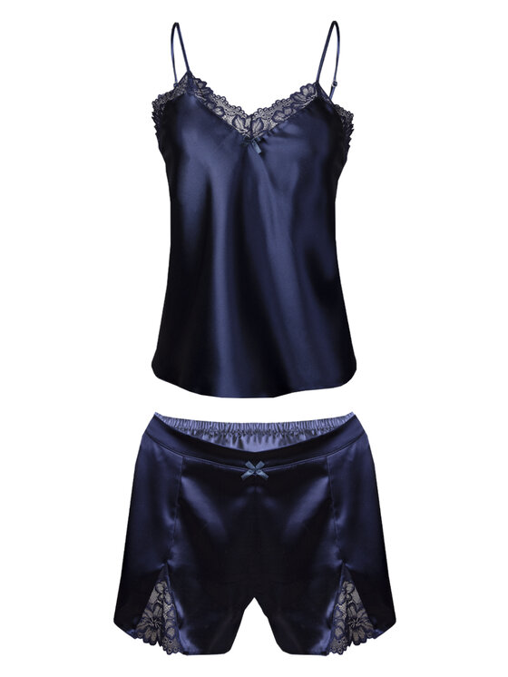DKaren Lingerie DKaren Lingerie Piżama KSAMANTHA-GRANAT Granatowy Classic Fit
