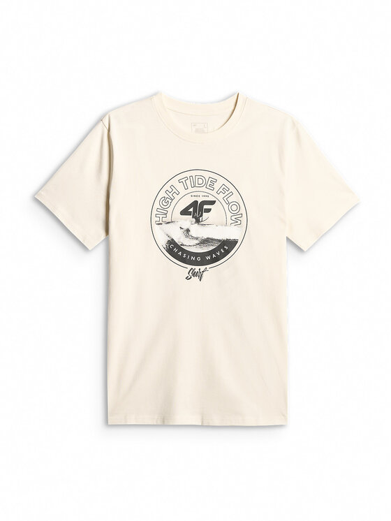 4F 4F T-Shirt CATCH THE WAVE Biały Regular Fit
