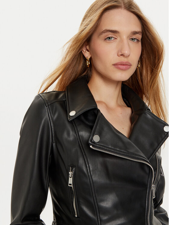 Guess Guess Kurtka z imitacji skóry W4BL3T KCP70 Czarny Regular Fit