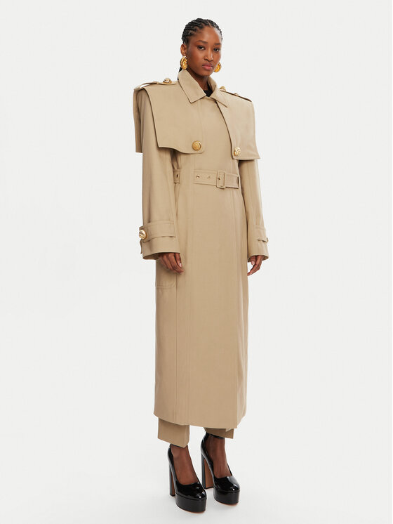 Balmain Balmain Trench DF0TL155CF48 Bej Regular Fit