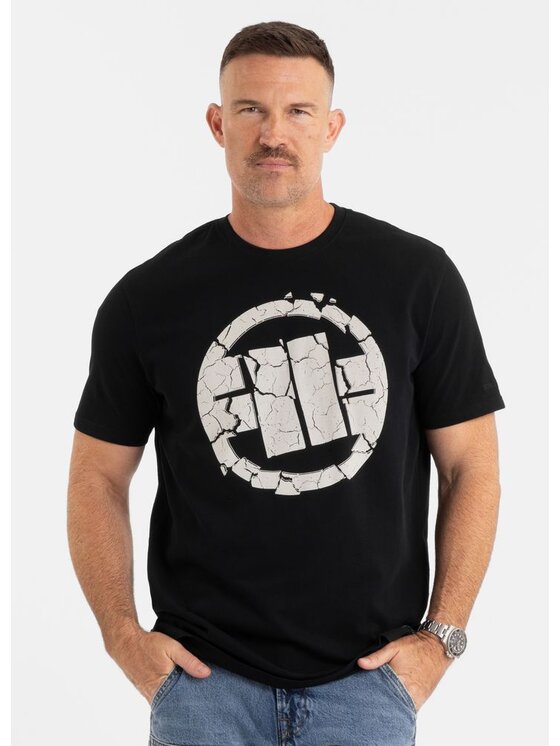 PITBULL PITBULL T-Shirt Koszulka męska Garment Washed SCRATCH XS Czarny Regular Fit