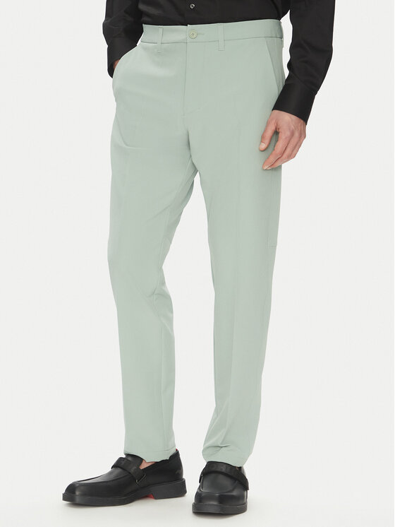 BOSS Bavlnené nohavice T_Commuter-Slim 50534303 Zelená Slim Fit
