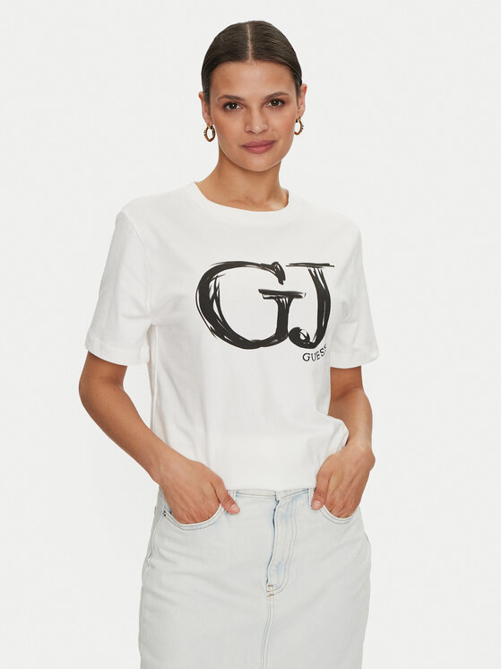 Guess T-krekls Sara V4YI01 K8FQ4 Balts Regular Fit