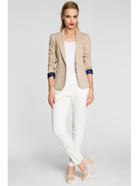Made of Emotion Made of Emotion Marynarka M243 Beżowy Casual Fit
