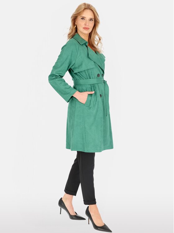 Perso Perso Płaszcz przejściowy BLE252325F Zielony Regular Fit