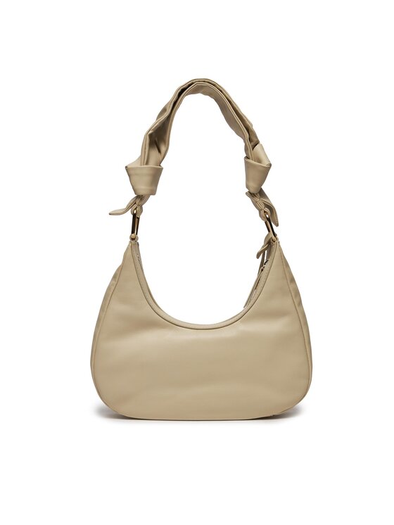 Tommy Hilfiger Tommy Hilfiger Ročna torba Pushlock Leather Hobo AW0AW16073 Bež