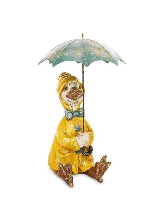 MIAhome MIAhome Figurka kaczka jesienna z parasolem Żółty