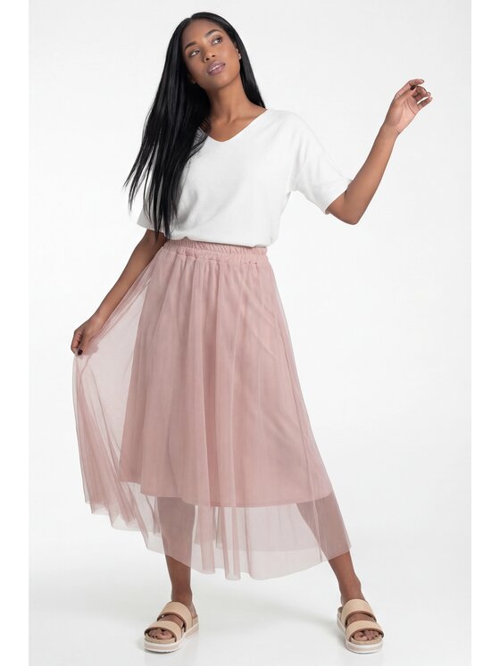 FIGL FIGL Spódnica maxi M1307 Różowy A-Line Fit