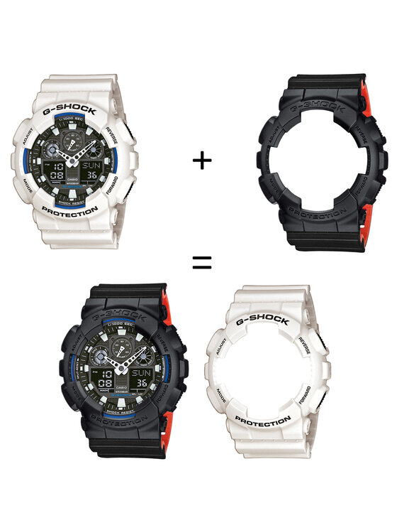 Casio Casio Zegarek SET GA-100B-7AER + BEZEL 10358741 + PASEK 10577142 Biały