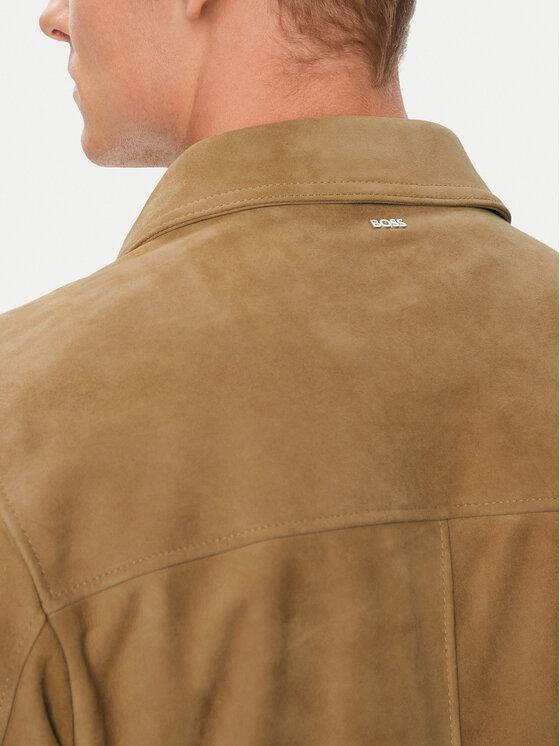 BOSS BOSS Kurtka skórzana H-Malbano7 50563869 Beżowy ciemny Regular Fit