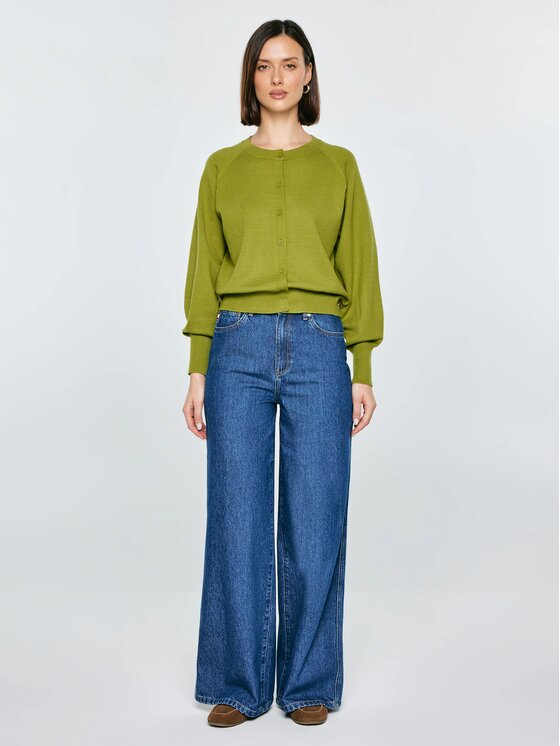 BIG STAR BIG STAR Kardigan SUZANA_301_160 Zielony Basic Fit