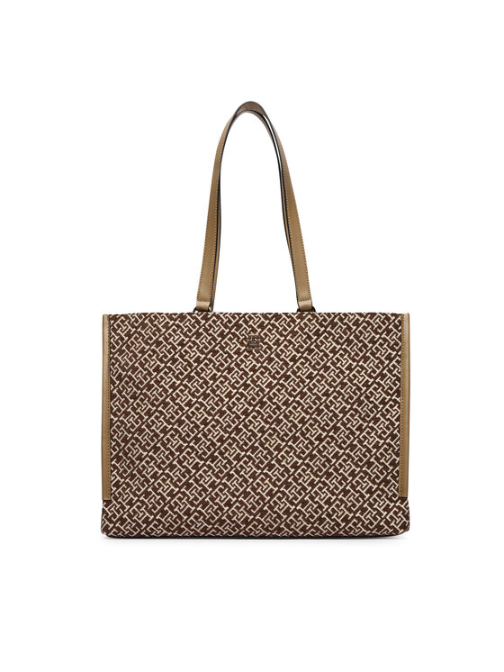 Tommy Hilfiger Tommy Hilfiger Kabelka Th Jacquard Tote AW0AW19009 Hnedá