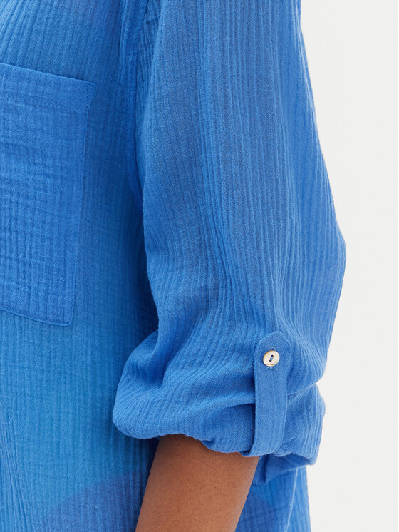 Seafolly Seafolly Camicia Crinkle 55536-CU Blu Relaxed Fit