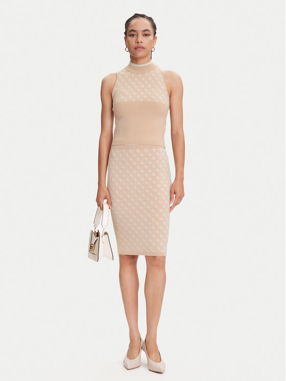 Guess Guess Πουλόβερ W3YR26 Z37K0 Μπεζ Slim Fit