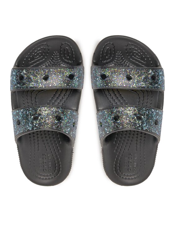 Crocs Crocs Чехли Classic Glitter Sandal Kids 207788 Черен