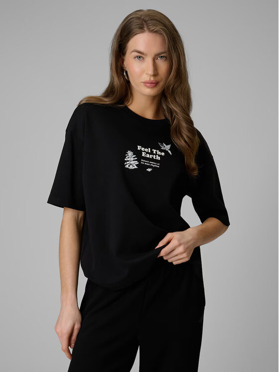 4F 4F T-Shirt CAMP Czarny Regular Fit