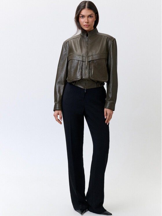 FAN LEATHER FAN LEATHER Kurtka skórzana JTLW844-55 Khaki Loose Fit