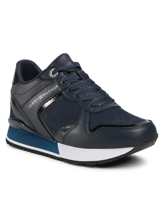 Tommy Hilfiger Tommy Hilfiger Sneakersy Dressy Wedge Mat Mix Sneaker FW0FW05239 Tmavomodrá