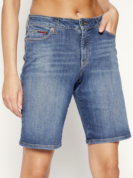 Tommy Jeans Jeans kratke hlače Mid Rise Denim Bermuda DW0DW08214 Mornarsko modra Regular Fit