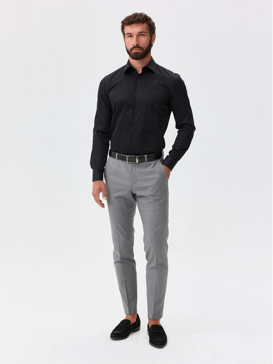 Evenemen Evenemen Koszula Punto S2. Saten Black Czarny Slim Fit