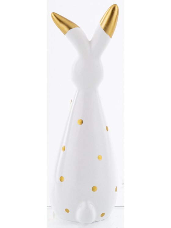 MIAhome MIAhome Figurka królik dolomitowy w złote kropki 19x6,5x7 cm Biały