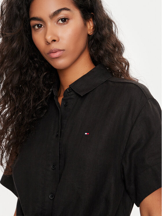 Tommy Hilfiger Tommy Hilfiger Košilové šaty WW0WW41911 Černá Relaxed Fit
